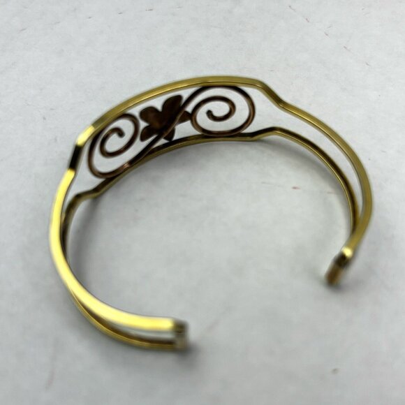VINTAGE SIGNED‎ "KREMENTZ" GOLD OVERLAY FLORAL OPEN WORK CUFF BRACELET - Picture 3 of 10